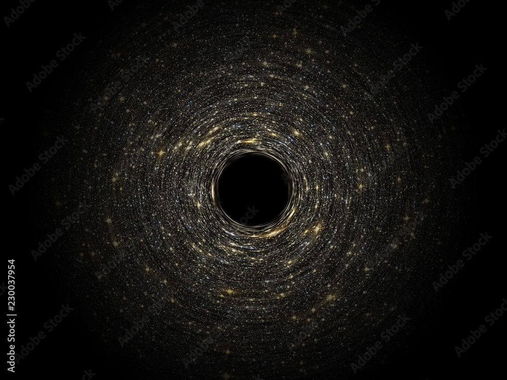 Wall mural black hole over star field in outer space. abstract space wallpaper. universe filled with stars. ele