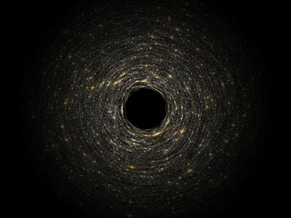 Black hole over star field in outer space. Abstract space wallpaper. Universe filled with stars....