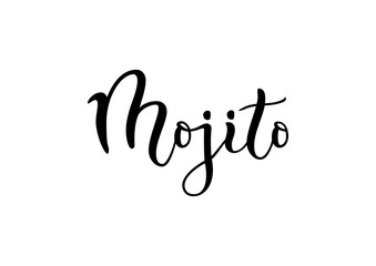 Modern calligraphy lettering of Mojito in black isolated on white background for bar menu, cocktail menu, advertisement, cafe, restaurant, packaging, flyer