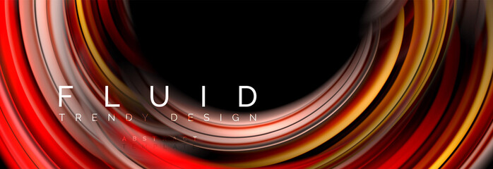 Mixing color waves on black, liquid flowing shapes