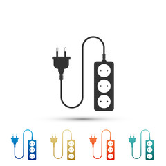 Electric extension cord icon isolated on white background. Power plug socket. Set elements in colored icons. Flat design. Vector Illustration