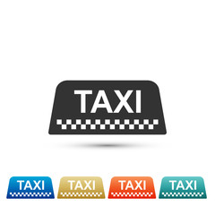 Taxi car roof sign icon isolated on white background. Set elements in colored icons. Flat design. Vector Illustration