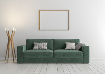 Interior with sofa, frame,3d rendering