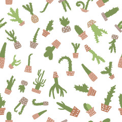 Vector compositon of doodle cactus design set.