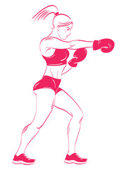 Fitness woman boxing.