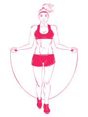 Fitness woman skipping.