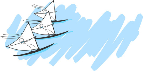 Strichmännchen beim Windsurfen