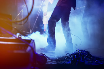 Musicians Feet on Stage During a Performance.