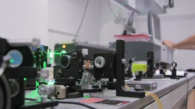 Experiments with a laser system in the laboratory