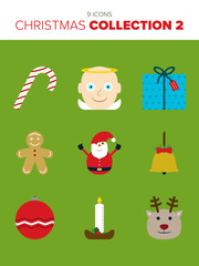 Set of 9 colorful christmas illustrations