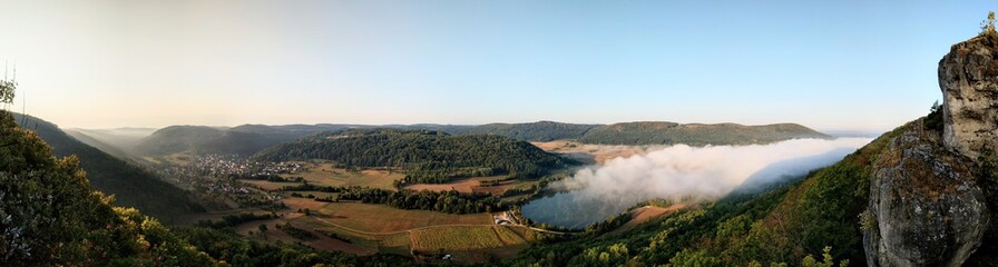 Naklejka premium Panoramic of a german landscape at sunrise