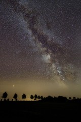 Milky way and mars over an avenue