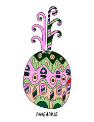 Pineapple doodle decorative element isolated on a white background