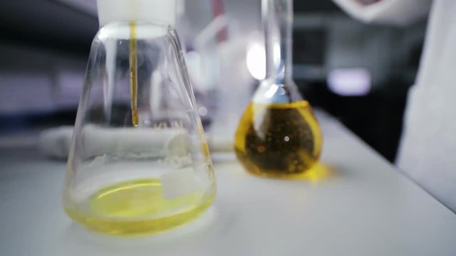 Multicolored liquids and substances in the laboratory