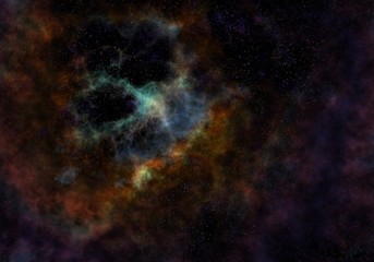 Fototapeta na wymiar Starry Nebula Colorful Outer Space background illustration