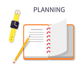 Planning Poster and Notebook Vector Illustration