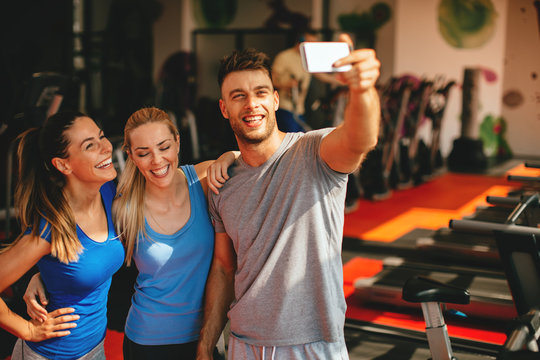 Friends Making Selfie In The Gym