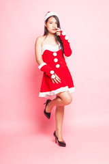 Cute Asian Christmas Santa Claus girl