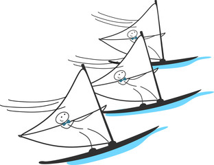 Strichmännchen beim Windsurfen