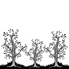 Leaflet with hand drawn tree isolated on white background. Vector illustration.