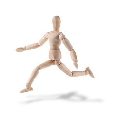 Wooden figure action isolated on white background