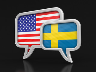 Speech bubbles with flags. Image with clipping path