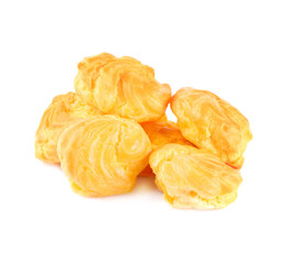 Cream puff with filling  isolated on white background