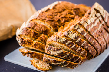 Catalan traditional bread sliced.