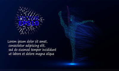 The figure of a gymnast from points outgoing rays.3d geometric background for business presentation. © shacil