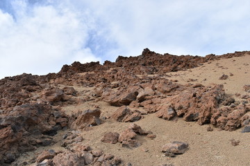 Hiking trail to the big famous volcano Pico del Teide in Tenerife, Europe