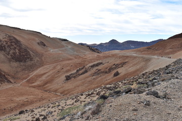 Hiking trail to the big famous volcano Pico del Teide in Tenerife, Europe