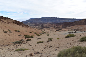 Hiking trail to the big famous volcano Pico del Teide in Tenerife, Europe