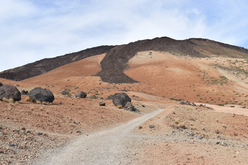 Hiking trail to the big famous volcano Pico del Teide in Tenerife, Europe