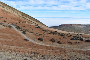 Hiking trail to the big famous volcano Pico del Teide in Tenerife, Europe