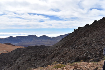 Hiking trail to the big famous volcano Pico del Teide in Tenerife, Europe