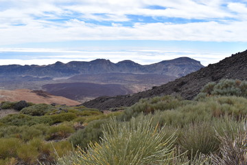 Hiking trail to the big famous volcano Pico del Teide in Tenerife, Europe