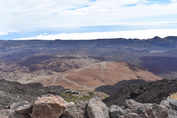 Hiking trail to the big famous volcano Pico del Teide in Tenerife, Europe