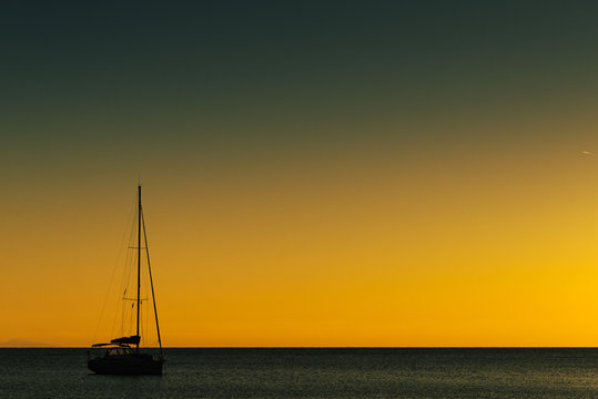 Fototapeta Yacht on sea water surface