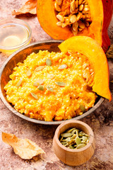 Autumn porridge with pumpkin