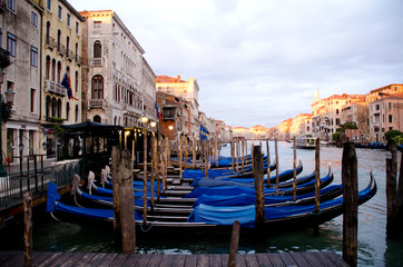 Gondolas parked on Grand Canal
