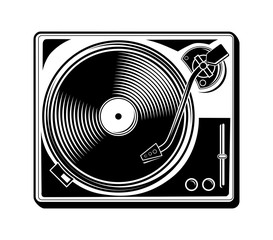 Black and white turntable icon