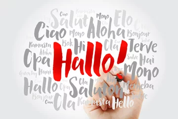Foto op Plexiglas Hallo (Hello Greeting in German) word cloud in different languages of the world, background concept © dizain