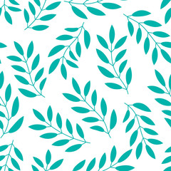 Floral seamless pattern with branches and leaves. Vector illustration.