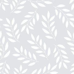 Floral seamless pattern with branches and leaves. Vector illustration.