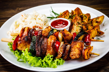 Kebab - grilled meat and vegetables