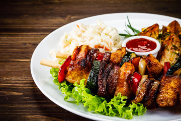 Kebab - grilled meat and vegetables