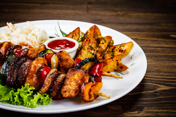 Kebab - grilled meat and vegetables