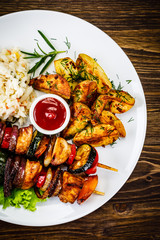 Kebab - grilled meat and vegetables