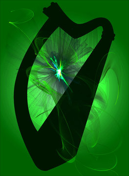 Irish Harp Abstract Silhouette