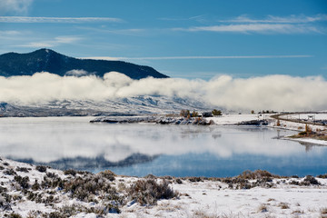 Winter landscape with Wolford Mountain Reservoir